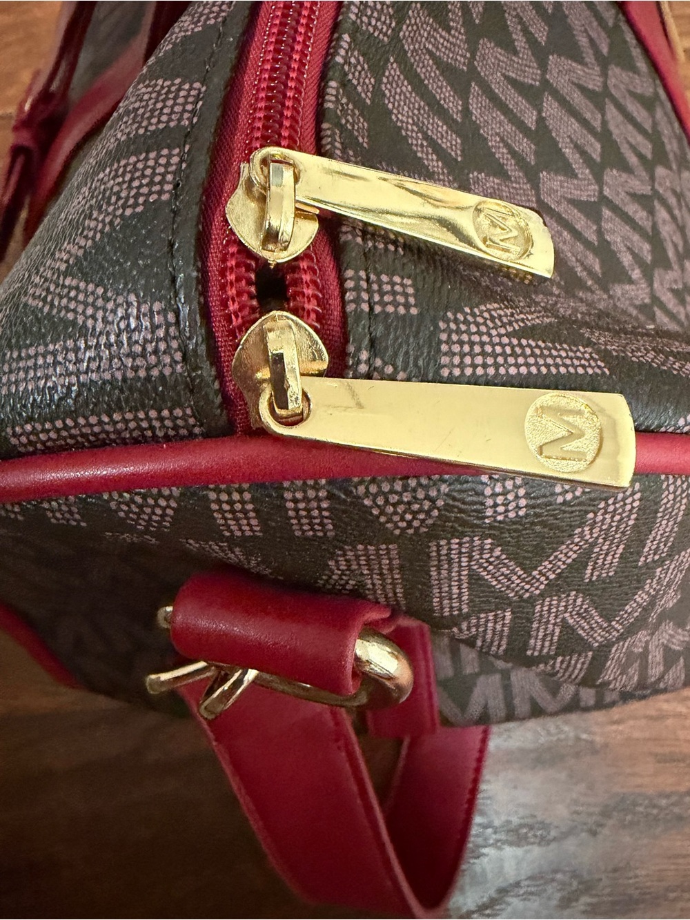 Milan duffel/weekender style bag with coated canvas & red trim - Picture 8 of 15